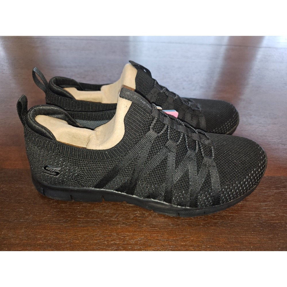 Skechers Gratis Stretch Fit Washable Knit Black Sneakers Chic Newness Size 7 - Picture 1 of 7